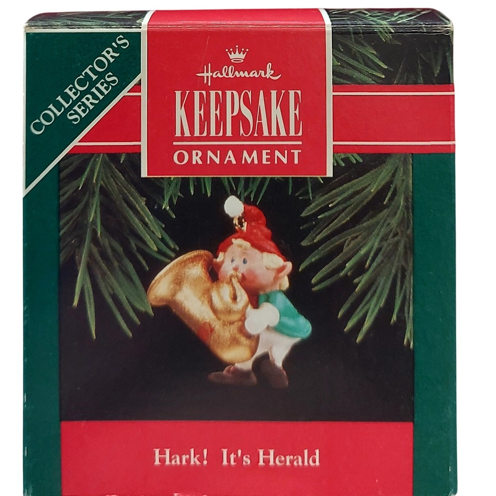 Vintage 1992 Hallmark Keepsake Ornament Hark Its Herald 4 Final Series Elf Tuba